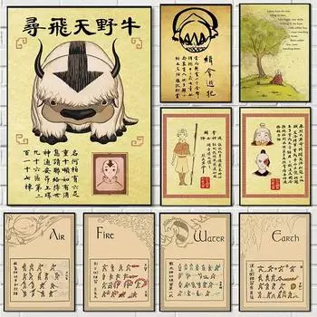 Avatar:Last Airbender Wanted Retro Poster Japanese Anime Figure Canvas Painting Wall Art Pictures Room Home Dorm Decor Cuadros 21cm30cm NoFrame