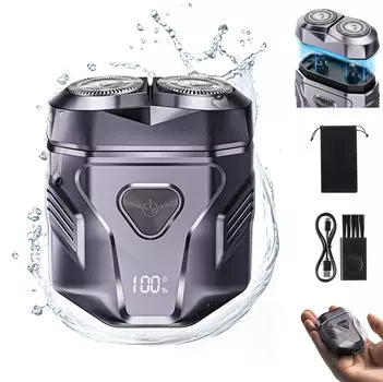 AvBang Electric Влажный и сухой ЖК-дисплей Оставшийся заряд Блокировка Электрический низкий металл IPX7 Ванна Бритье Электрический удобный для бизнеса Подарок для серой бритвы, мужской