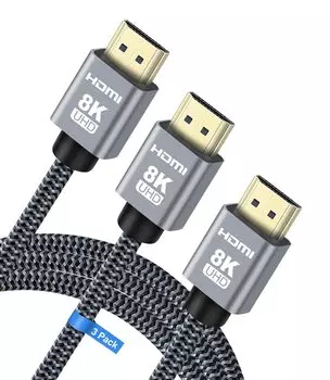 avedio links 8K HDMI Cable 3 Pack Ultra High Speed HDMI Cable 48Gbps HDMI Cable Durable Nylon Braid Dynamic HDR eARC Doby Atmos 4K HDCP HDMI Cable for
