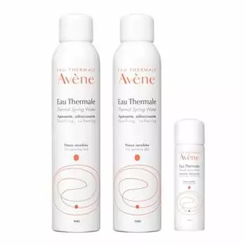 Avene 2 bottles of 300g water + 50g of water, spray lotion, dry, baby, unscented, sensitive skin