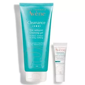 Avene Cleanance Мягкокислотный очищающий гель 200 мл + сыворотка Cleanance Power Control 5 мл, 1 комплект