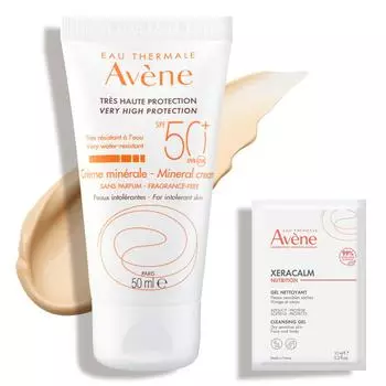 Avene Солнцезащитный крем Sun Mineral Mineral Tone-up 50 мл + очищающий гель Geracum 10 мл 1 набор