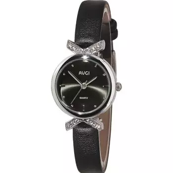 AVGI наручные часы женские Life водонепроницаемые повседневные кожаные ремешки симпатичные (черный)