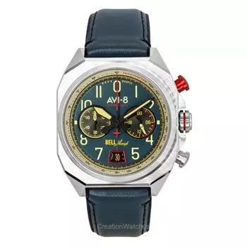 AVI-8 Bell X-1 Machbuster Хронограф Авиационный Синий Резиновый Ремешок Синий Циферблат Кварцевые AV-4118-01 Мужские Часы синий