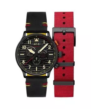 AVI-8 Flyboy Spirit Of Tuskegee Chronograph Limited Edition Anderson Кварцевые часы с черным циферблатом AV-4109-01 Мужские часы с дополнительным ремешком чёрный