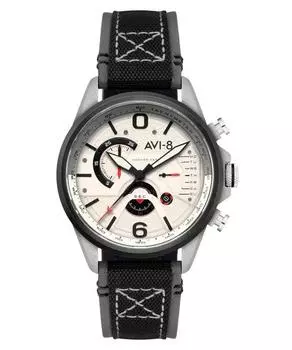 AVI-8 Hawker Harrier двойной ретроградный хронограф слоновой кости с белым циферблатом кварцевые AV-4056-07 мужские часы