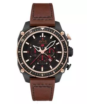 AVI-8 Hawker Hunter Atlas Dual Time Chronograph Jade Черный циферблат Кварцевые AV-4100-09 Мужские часы чёрный