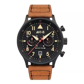 AVI-8 Hawker Hurricane Carey Dual Time Debden Кварцевые мужские часы с черным циферблатом AV-4088-03