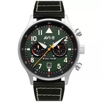 AVI-8 Hawker Hurricane Carey Dual Time Merville Кварцевые мужские часы с зеленым циферблатом AV-4088-02 зелёный