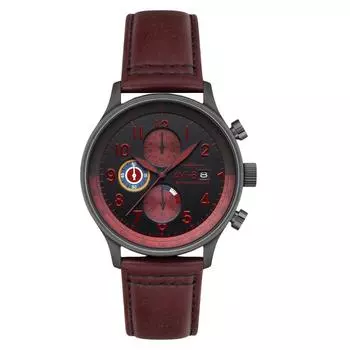AVI-8 Hawker Hurricane Classic Chronograph Blood Red Leather Remesh Black Dial Quartz AV-4011-0S Мужские часы чёрный