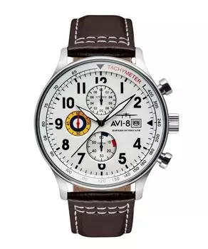 AVI-8 Hawker Hurricane Classic Chronograph Классический кварцевый с белым циферблатом AV-4011-01 Мужские часы