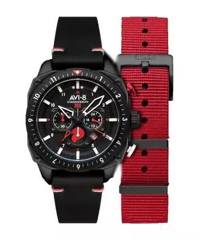 AVI-8 Хронограф Hawker Hunter Atlas ВВС Сингапура, ограниченная серия Pegasus, черные кварцевые мужские часы AV-4100-0A