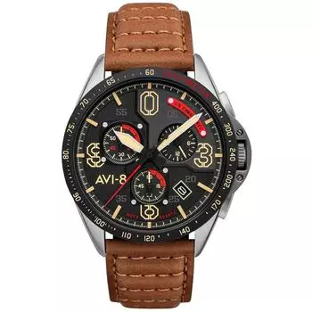 AVI-8 P-51 Mustang Blakeslee Хронограф Бронзовый Дуб Кварцевые AV-4077-02 Мужские часы чёрный