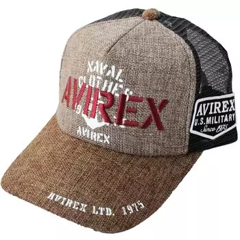 Avirex Standard Military Mesh Jute Deep American Casual Baseball Cap with Jute XL Cap, Denim, Men s, Black, Fit, Spring/Summer, Oversized, Logo,