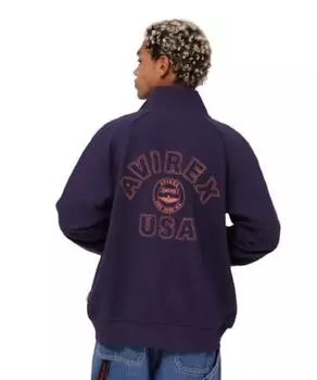 Avirex Varsity Logo Embroidery Stand Zip Sweat Varsity Logo Embroidery Stand Zip Size (WEB&DEPOT Exclusive) Men s Sweatshirt, M, 080, Purple,