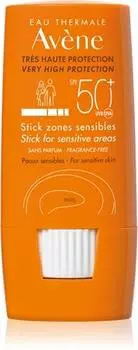 Avne Sun Stick for Sensitive Areas stick zones sensibles SPF 50+ TU прозрачный