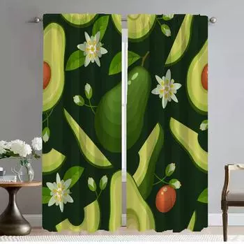 Avocado Curtains for Living Room Curtain for Room 2 Panel Partition Shades Halloween Decoration Home Interior Curtains Kitchen W50xH70cmx2pcs-CL