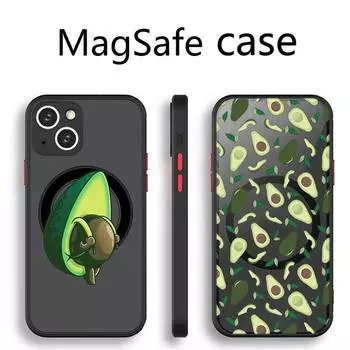 Чехол для телефона с милым рисунком авокадо и фруктами, прозрачный магнитный магнит Magsafe для iPhone 13 12 11 Pro Max Mini с беспроводной зарядкой iphone 13 pro max