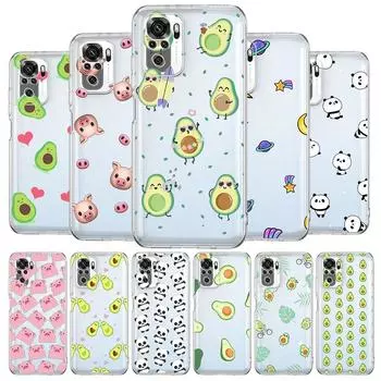 Avocado Cute Pig Panda New Square Clear Phone Case For Xiaomi Redmi Note 12 11 9S 9 8 10 Pro+ 7 8T 9C 9A 8A K40 Gaming Cover Redmi Note 9S