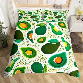 Avocado Duvet Cover Three-piece Set Fun Pattern Bedding Set with Pillowcase EU single 135*200