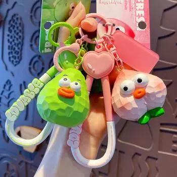 Avocado Style Fruits Key Chain Durian Cartoon Simulation Avocado Keyring Bag Pendant peach