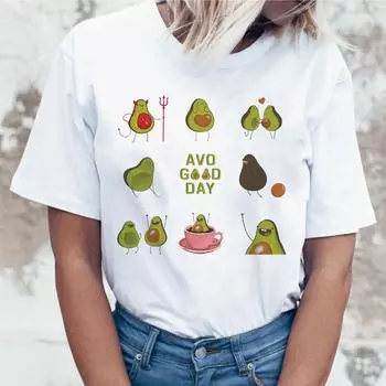 Avocado T -Shirt Tee Shirt Clothes Male Femme Fashion Harajuku 90s Top Grunge Ulzzang Graphic Sublimation T -Shirt M белый
