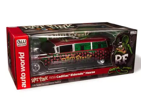 АВТО МИР RAT FINK 1959 CADILLAC ELDORADO HEARSE Мини-автомобиль Rat Fink 118 темно-красного