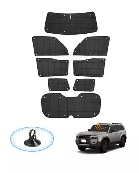 АВТОМАТИЧЕСКИЕ ХАРАКТЕРИСТИКИ Toyota Land Cruiser 250 series решетчатый солнцезащитный козырек для 1 для всех присосок GDJ250W TRJ250W апрель 2024 затемнение конфиденциальность УФ затемнение чёрный