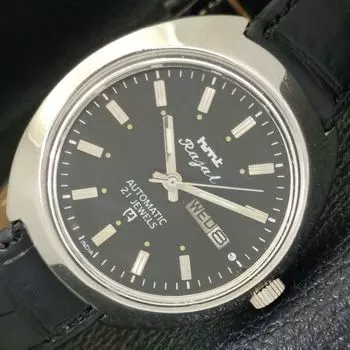 АВТОМАТИЧЕСКИЕ МУЖСКИЕ ЧАСЫ HMT RAJAT 6501 ИНДИЙСКИЕ ДЕНЬ И ДАТА ЧЕРНЫЙ ЦИФЕРБЛАТ a431907-2 R109-a431907