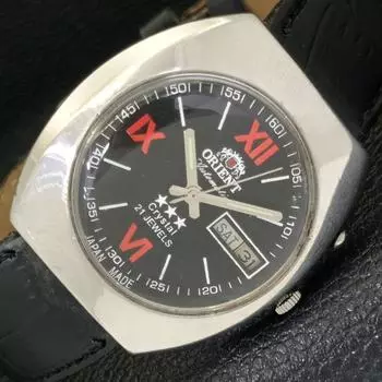 АВТОМАТИЧЕСКИЕ МУЖСКИЕ ЧАСЫ ORIENT CRYSTAL 46941 JAPAN DAY&DATE С ЧЕРНЫМ ЦИФЕРБЛАТОМ a431945-2 R109-a431945