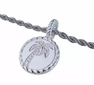 Авалентное ожерелье Пальмовое дерево Серебряное ожерелье Монета Ожерелье Гавайские украшения Пальмовое дерево Золотая 925 Серебряная веревка Металлическая гипоаллергенная цепочка