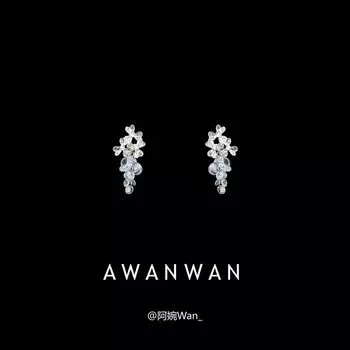Awan Wan Cold Style Fashionable Earrings Grape Cluster Pair of silver stud earrings