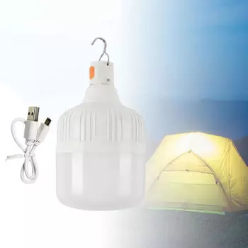 Аварийная лампочка мигает с крючком Беспроводная светодиодная лампа для кемпинга для патио White 30W USB