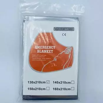 Аварийное одеяло для выживания на открытом воздухе, спасательное, первой помощи, фольгированное, термоодеяло, гипотермия, ветрозащитное, многофункциональное, для исследования, кемпинга 130*210cm серебряный