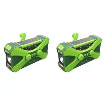 Аварийное радио с двумя динамиками, перезаряжаемая солнечная рукоятка с рукояткой (зеленый)