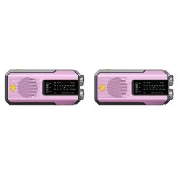 Аварийное зарядное радио с рукояткой на солнечной батарее типа C AM/FM/WB Метеорологическое радио(розовый)