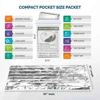 Аварийные космические одеяла Mylar Survival Emergency Thermal Blankets для NASA Outdoor Camping Hiking Marathon Первая помощь