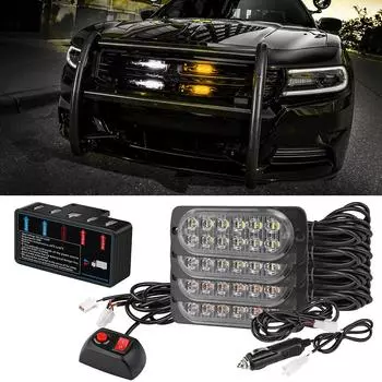 Аварийные предупреждающие огни Решетка Фары Для Автомобиля Грузовика Мотоцикла Автомобильный Свет Стробоскоп Автомобильный Стробоскоп Мигающая Лампа White