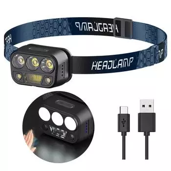 Аварийный фонарь налобный фонарик водонепроницаемый датчик движения для кемпинга рыбалки