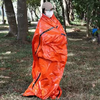 Аварийный спальный мешок, тепловые одеяла, спасательный бивачный мешок, водонепроницаемый спальный мешок для выживания на природе, кемпинга, походов 1pc