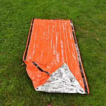 Аварийный спальный мешок, ультраводонепроницаемые майларовые термоодеяла, легкий спальный мешок для выживания, сохраняющий тепло для кемпинга, пешего туризма оранжевый