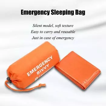 Аварийный спальный мешок, утолщенный, водонепроницаемый, теплый, спасательный, многоразовый, легкий, компактный, для оказания первой помощи, спальный мешок