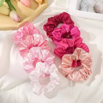 AWAYTR 8 шт. Яркие атласные повязки на голову Эластичные нейлоновые резинки для волос Резинки для волос Хвост Женские резинки для волос Держатели Резинка Головной убор