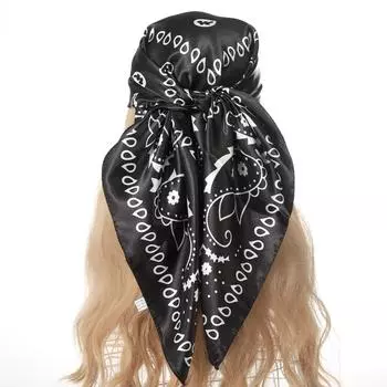 AWAYTR Атласная повязка на голову «Кешью», платок для волос, резинки для женщин, праздничный головной убор, элегантная бандана с принтом, тюрбан, повязка на голову, головной убор