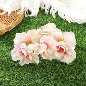 AWAYTR Bohemia Fabric Flower Big Hair Claws Clip Girls Sweet Simulated Flowers Hairpins Summer Beach Women Hair Accessories