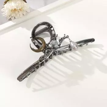 AWAYTR Черные заколки для волос «Новая Луна» из сплава, краб для хвостика, для женщин, для девочек, подарок, аксессуары для волос, головной убор ко Дню святого Валентина