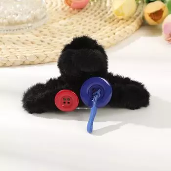 AWAYTR Cute Plush Button Hair Claws Fabric Hair Clips Crab For Women Girl Gift Hair Accessories Valentine Headwear