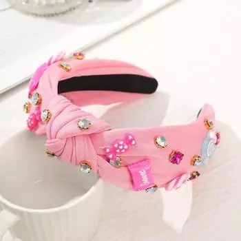 AWAYTR День святого Валентина Любовь Стразы Узел Повязка для волос Мода Розовая Повязка на голову Взрослые Аксессуары для волос Обруч для волос