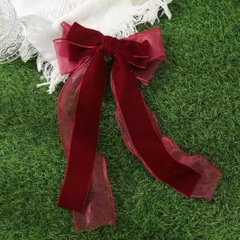 AWAYTR Double Tulle Bowknot Hairpin Retro Bow Tie Hair Clips Valentine Headwear Girl Hair Accessories Festival Gift