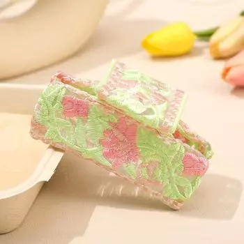 AWAYTR Elegant Tulle Embroidery Hair Claws Fabric Flower Hair Clips Crab For Women Girl Gift Hair Accessories Valentine Headwear